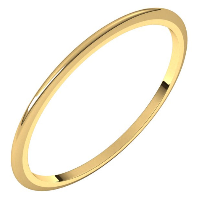 10K Yellow Gold 1 mm Half Round Band Size 5.5