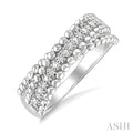 1/10 Ctw Round Cut Bead Bijoux Diamond Crossover Bold Bead Border Fashion Band in Sterling Silver