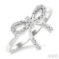 1/10 Ctw Round Cut Diamond Bow Fashion Ring in Sterling Silver