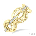 1/20 Ctw Bold Oval Link Round Cut Diamond Fashion Ring in Yellow Gold Vermeil