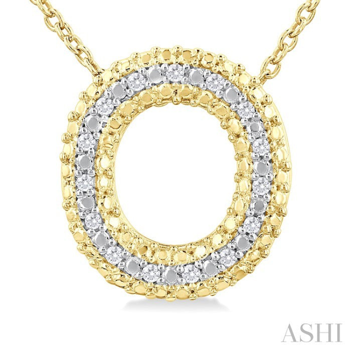 1/20 Ctw Bubble Accent Initial 'O' Round Cut Diamond Fashion Pendant With Chain in Yellow Gold Vermeil
