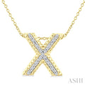 1/20 Ctw Bubble Accent Initial 'X' Round Cut Diamond Fashion Pendant With Chain in Yellow Gold Vermeil