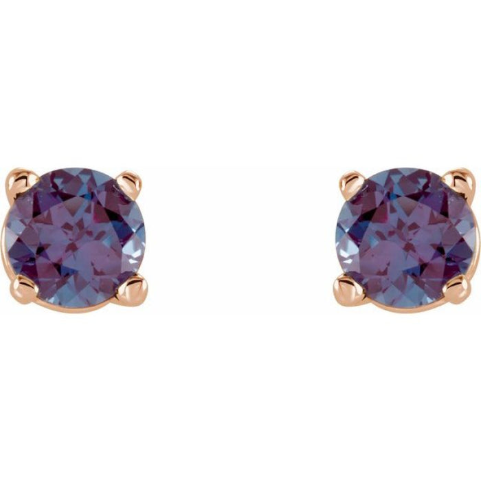 14K Rose Gold Lab-Grown Alexandrite Earring