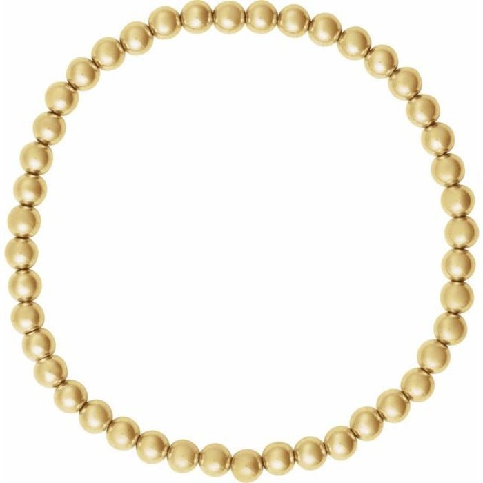 14K Yellow Gold-Filled 4 mm Elastic Bead 6 1/2" Bracelet