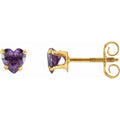 14K Yellow Gold Natural Amethyst Youth Stud Earrings