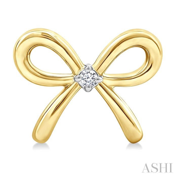 1/50 Ctw Bow Round Cut Diamond Fashion Earrings in Yellow Gold Vermeil