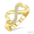 1/50 Ctw Conjoined Hearts Round Cut Diamond Infinity Ring in Yellow Gold Vermeil