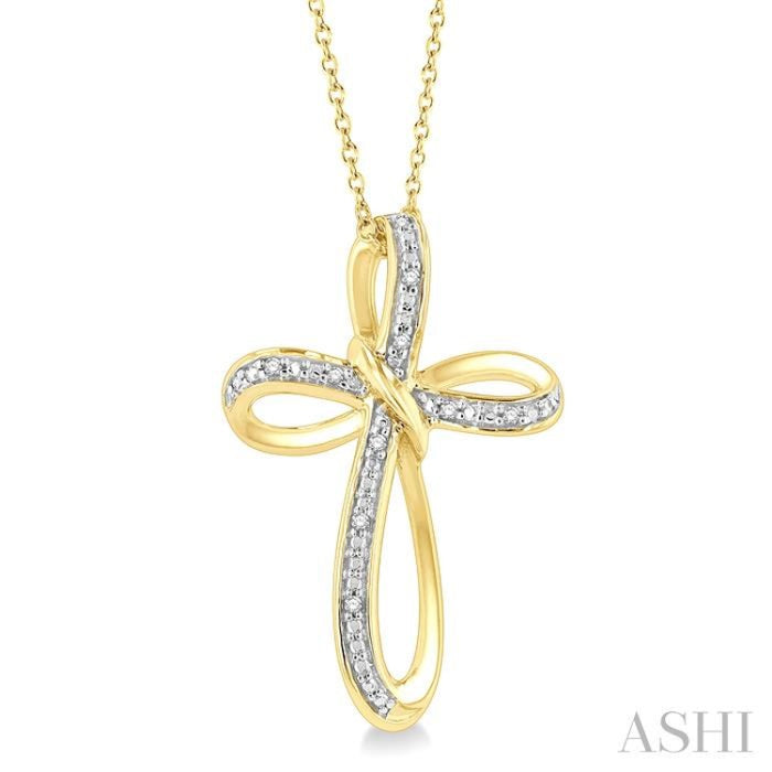 1/50 Ctw Infinity Cross Round Cut Diamond Pendant With Chain in Yellow Gold Vermeil