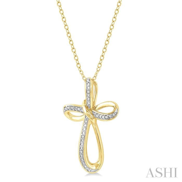 1/50 Ctw Infinity Cross Round Cut Diamond Pendant With Chain in Yellow Gold Vermeil
