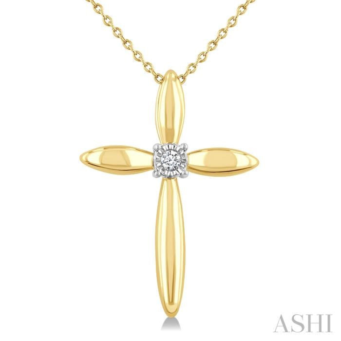 1/50 Ctw Single Cut Diamond Fashion Cross Pendant With Chain in Yellow Gold Vermeil