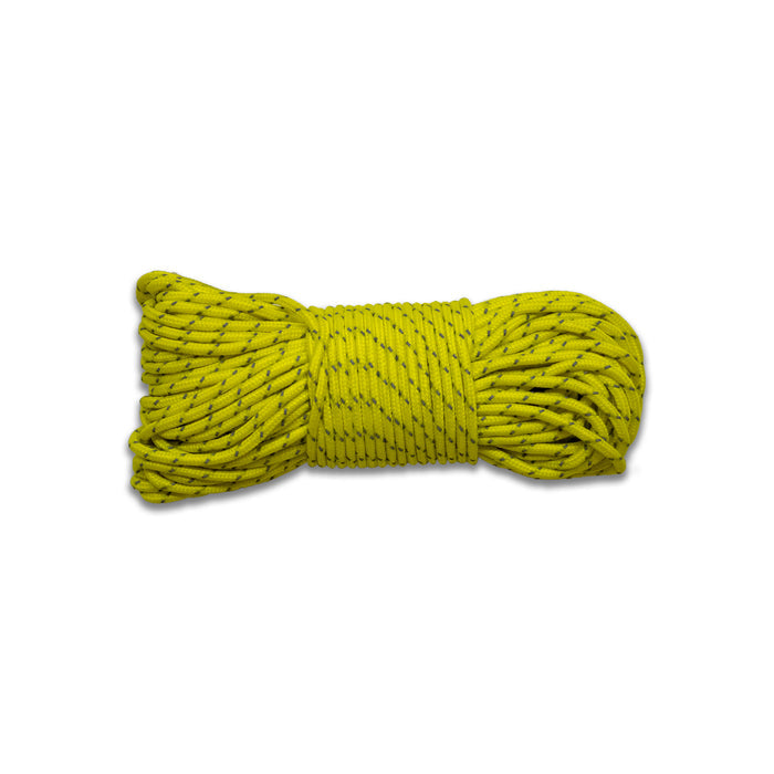 Yellow rope coil on a white background