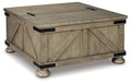 Aldwin Gray Cocktail Table With Storage Square