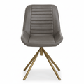 Buffalo Grey Leather Chair With Gold Finish Legs