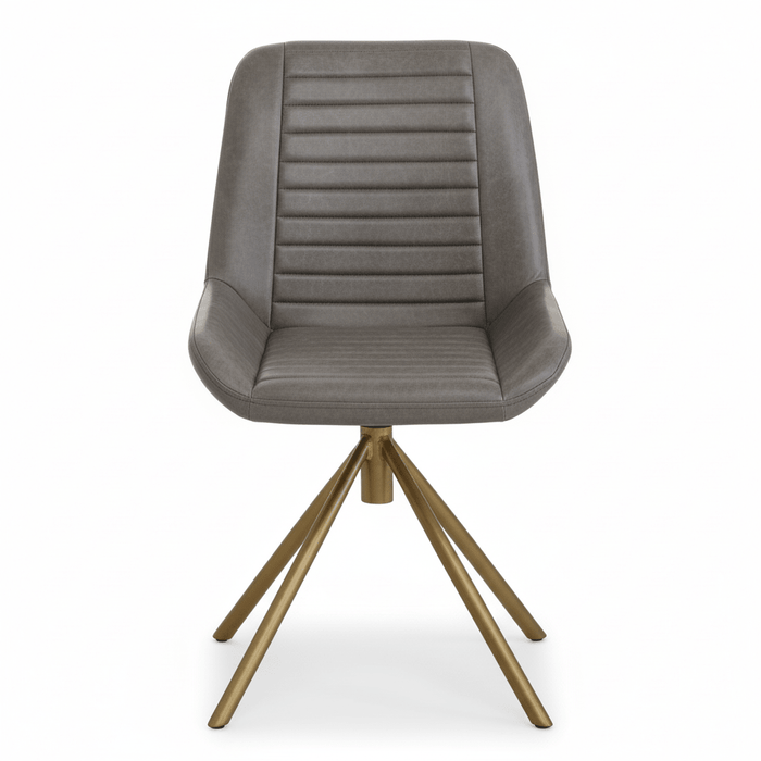 Buffalo Grey Leather Chair With Gold Finish Legs