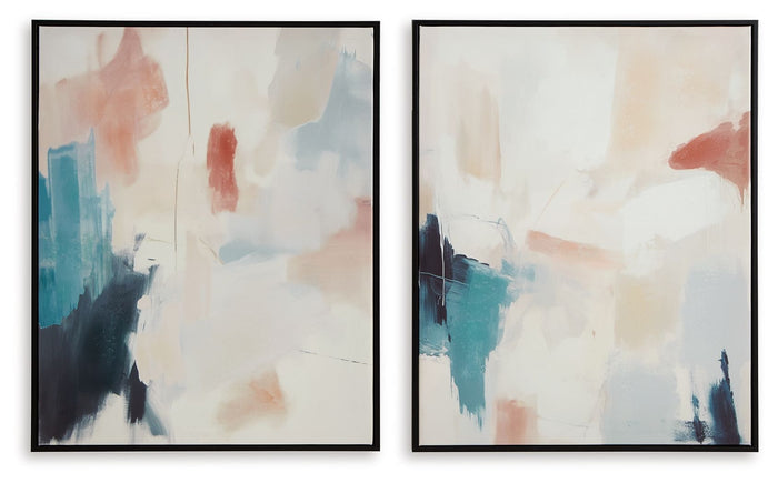 Caldish Blue / White / Pink Wall Art Set