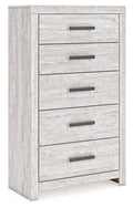 Cayboni Whitewash Five Drawer Chest
