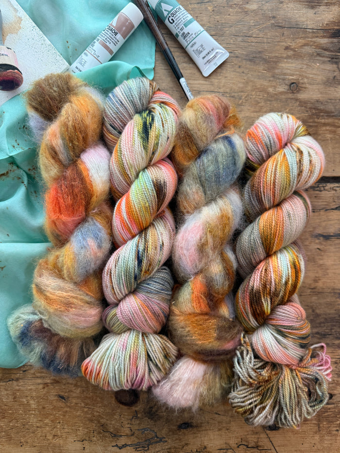Chelsea Luxe 80/10/10 & Mermaid Suri 2 Skein Kit Boca Sunrise