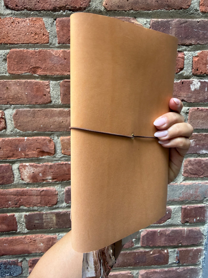 Chelsea Notes A5 Leather Journal Natural with Large Heart Charm 3 Notebooks