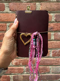 Chelsea Notes Passport Leather Journal Color Burgandy Heart Charm