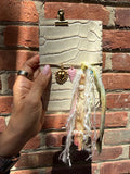 Chelsea Notes Passport Leather Journal Color CREAM with 2 HEART CharmS AND SHELLS