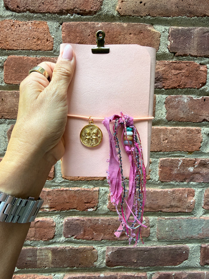 Chelsea Notes Passport Leather Journal Color Light Pink Butterfly