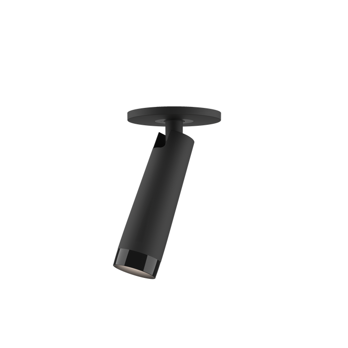 Clear von GRAU, präziser schwarzer LED-Strahler mit minimalistischer Form und flexibler Beweglichkeit für modernes Lichtdesign.