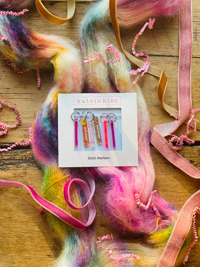 Custom Katrinkles Acrylic Stitch Markers in 1"inch Rulers