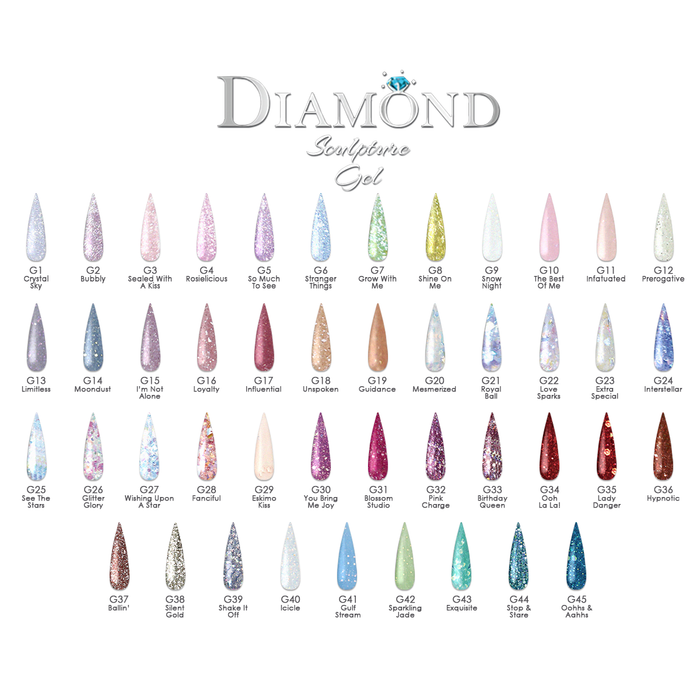 DIAMOND SCULPTURE GEL - GLITTER PROFESSIONAL COLLECTION (G1-G45)