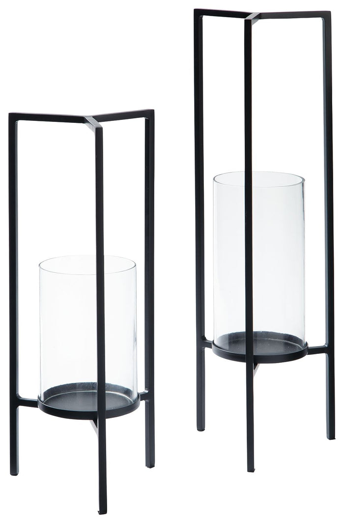 Ginette Black Candle Holder Set