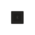 GRAU App Sender für Wandschalter in schwarzem, quadratischem Design mit Bluetooth-Symbol, modernes minimalistisches Lichtsteuerungsgerät.