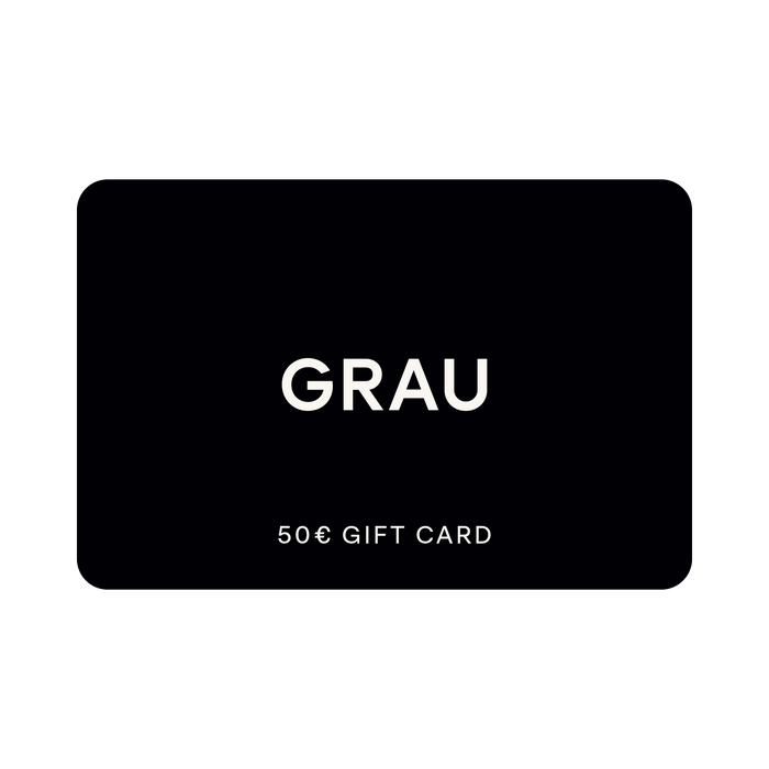 Elegante GRAU Gutschein - Gift Card im minimalistischen Design, ideal für Design- und Lichtliebhaber von GRAU.