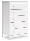 Hallityn White Five Drawer Chest