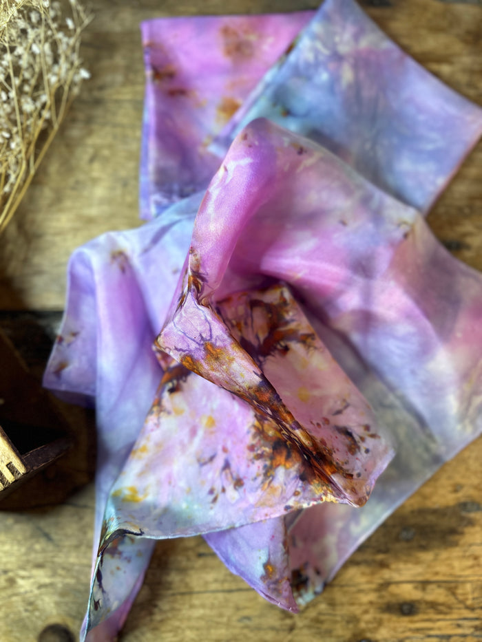 Hand Dyed Mulberry Silk Scarf Watercolors