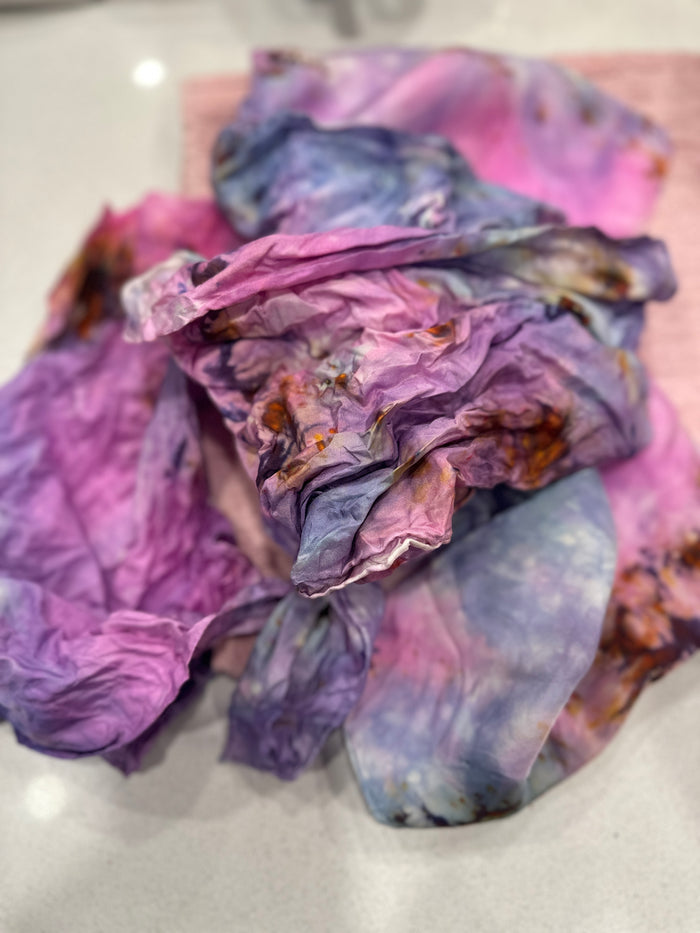 Hand Dyed Mulberry Silk Scarf Watercolors