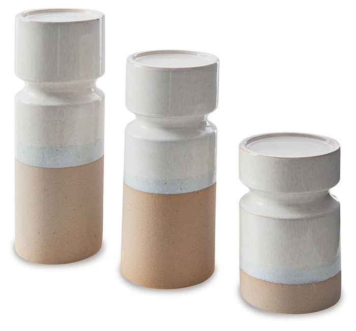 Hurston Ivory / Brown Candle Holder Set