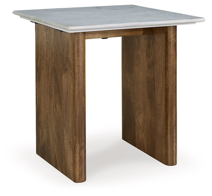 Isanti Light Brown / White Rectangular End Table