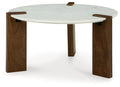 Isanti White / Brown Round Cocktail Table