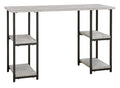 Lazabon Gray / Black Home Office Desk Double-Shelf Pedestal