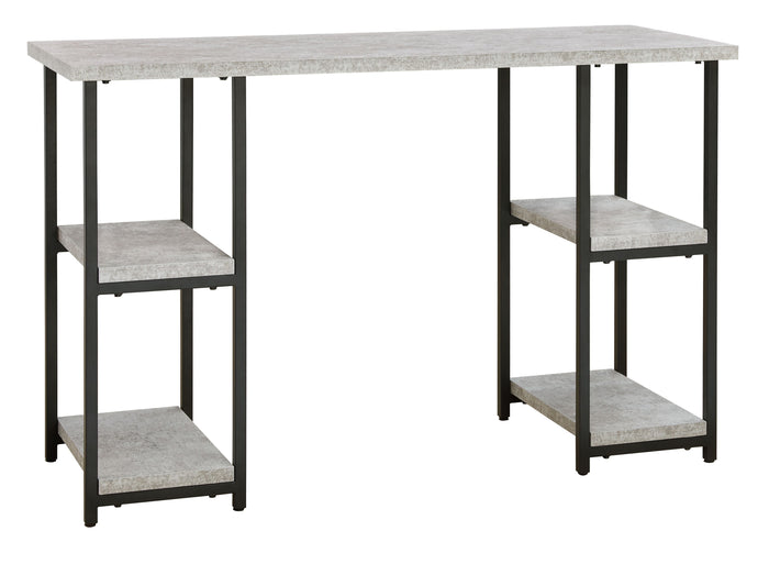 Lazabon Gray / Black Home Office Desk Double-Shelf Pedestal