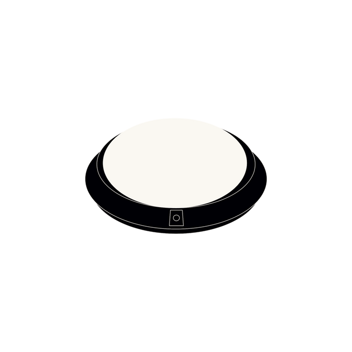 Linse mit Ring FALLING matt black von GRAU B2C, elegante LED-Leuchte mit minimalistischem Design und mattschwarzem Ringrahmen.