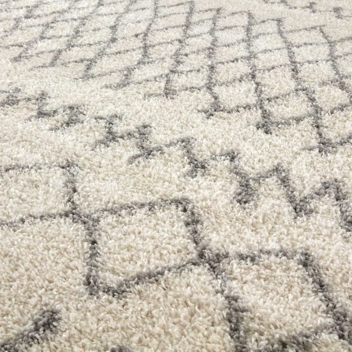 Moroccan Ivory Grey Shaggy Rug | 900