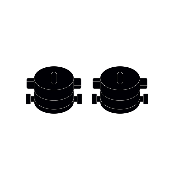 Name Adapter Paar/Pair TAI/TAI Lang von GRAU B2C, massives graues Metall, zylindrisches Design, klare Linien, hohe Qualität, präzise Verarbeitung.
