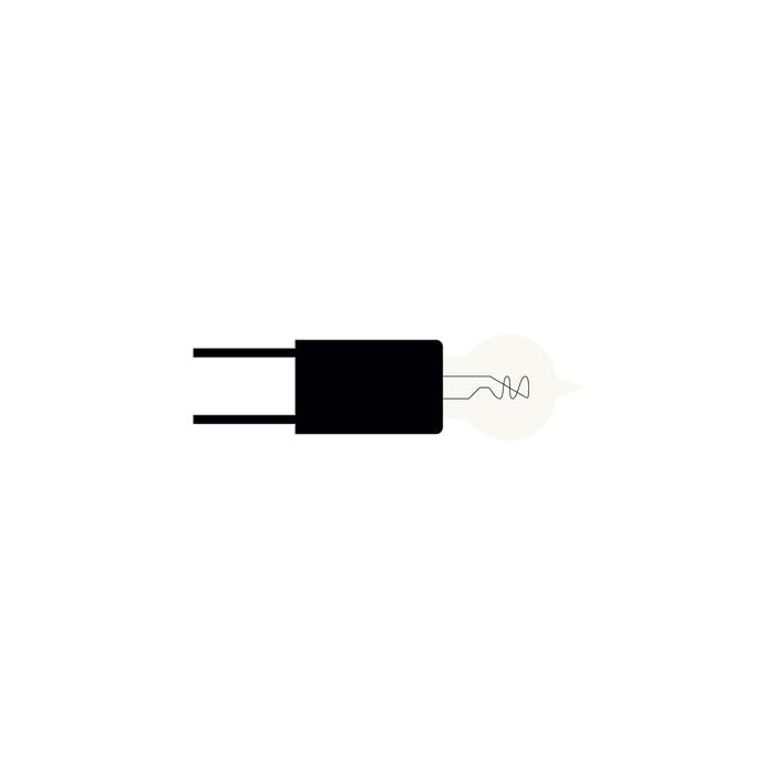 NV-HALOGENLAMPE, GY 6,35 , 90 Watt von GRAU B2C mit klarem Glas, kompaktem Design und präzisem GY6,35-Stiftsockel für modernes Lichtkonzept.