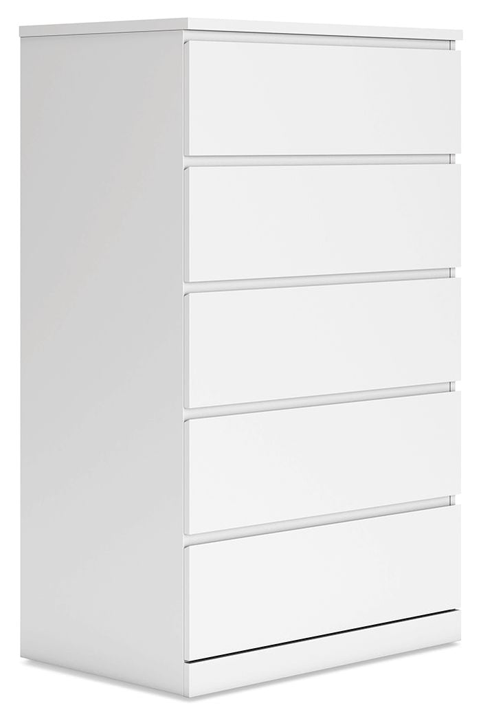 Onita White Five Drawer Chest