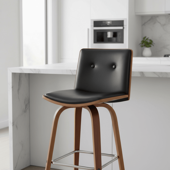 Parkar Black Leather Effect Bar Chair