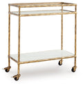 Plattfield Antique Gold Finish Bar Cart