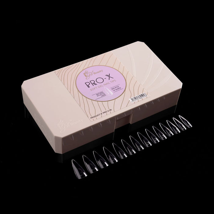 PRO-X Soft Gel Nail Tips 09 - Natural Stiletto Long