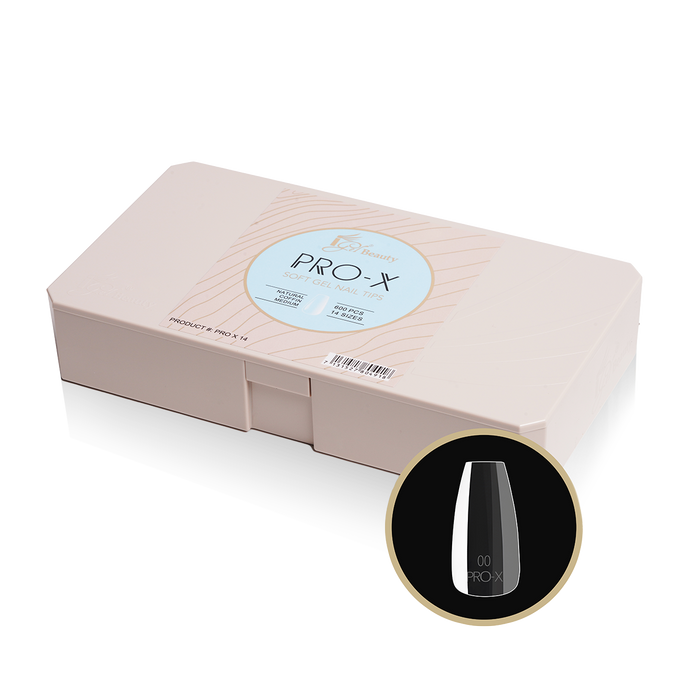 PRO-X Soft Gel Nail Tips 14 - Natural Coffin Medium