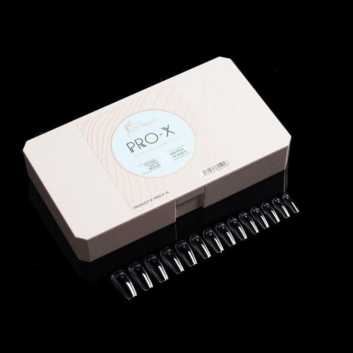 PRO-X Soft Gel Nail Tips 14 - Natural Coffin Medium