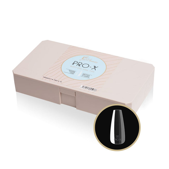 PRO-X Soft Gel Nail Tips 15 - Natural Coffin Long